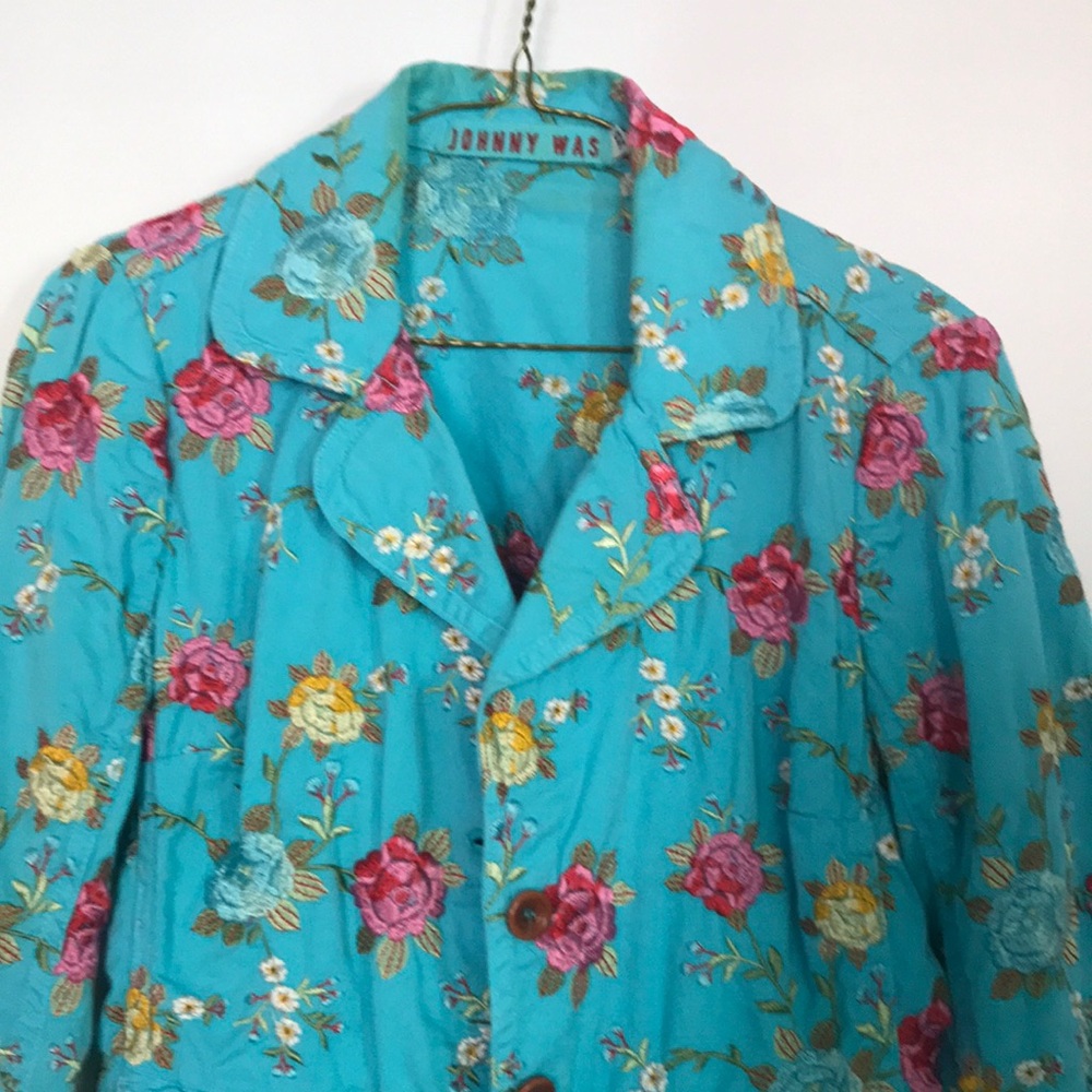 Johnny Was Floral Turquoise Jacket Ret. $400+